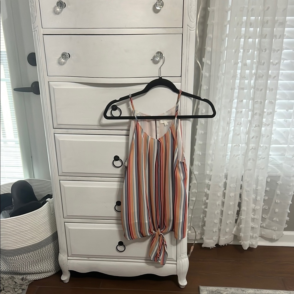Colorful Striped Tie-Front Tank Top